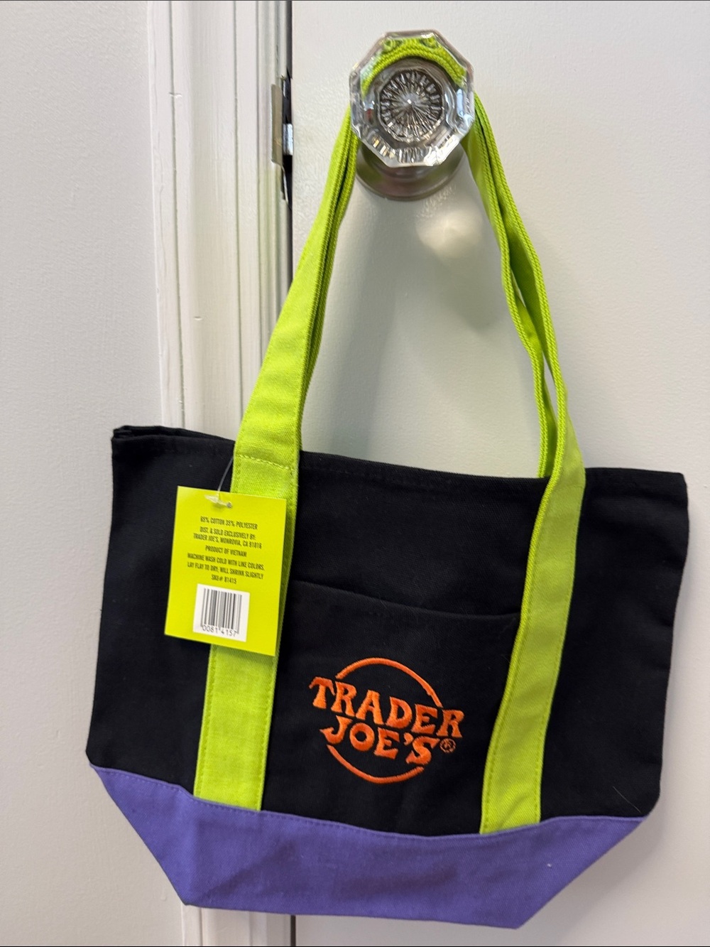 TRADER JOE’S HALLOWEEN MINI TOTE BAG (black/purple/neon) BNWT